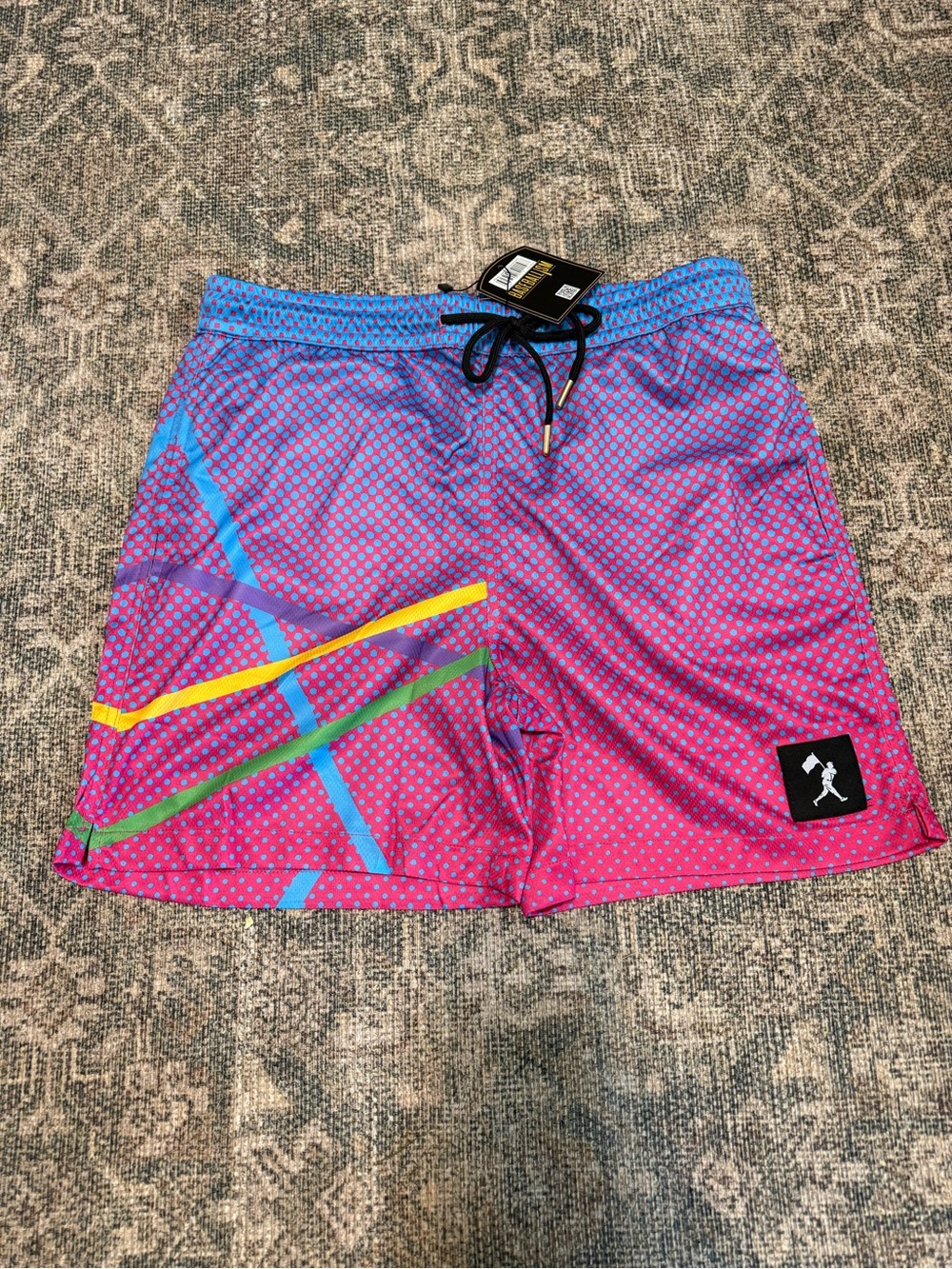 Men's Athletic Pink & Blue Patterned Performance Shorts